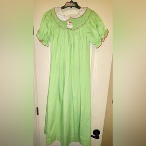 Festive Green Kids Dress with Santa Detail